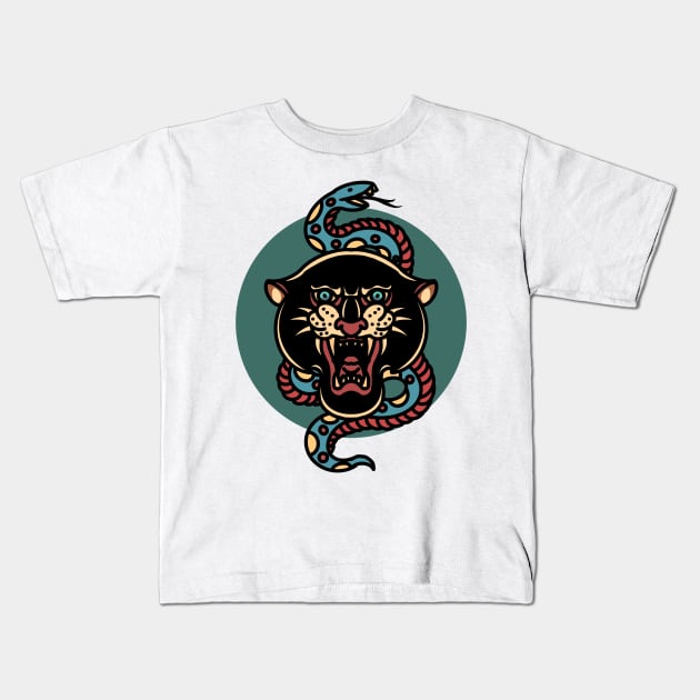 panther and snake tattoo Kids T-Shirt by donipacoceng